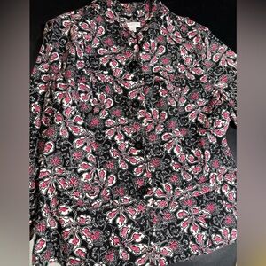 Charter Club Black and Pink Floral Jacket